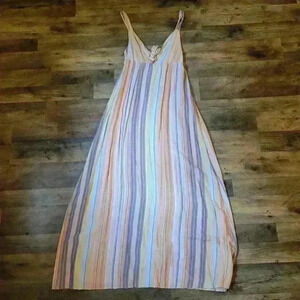 Cozy Casual Pastel Striped Maxi Dress Size Large